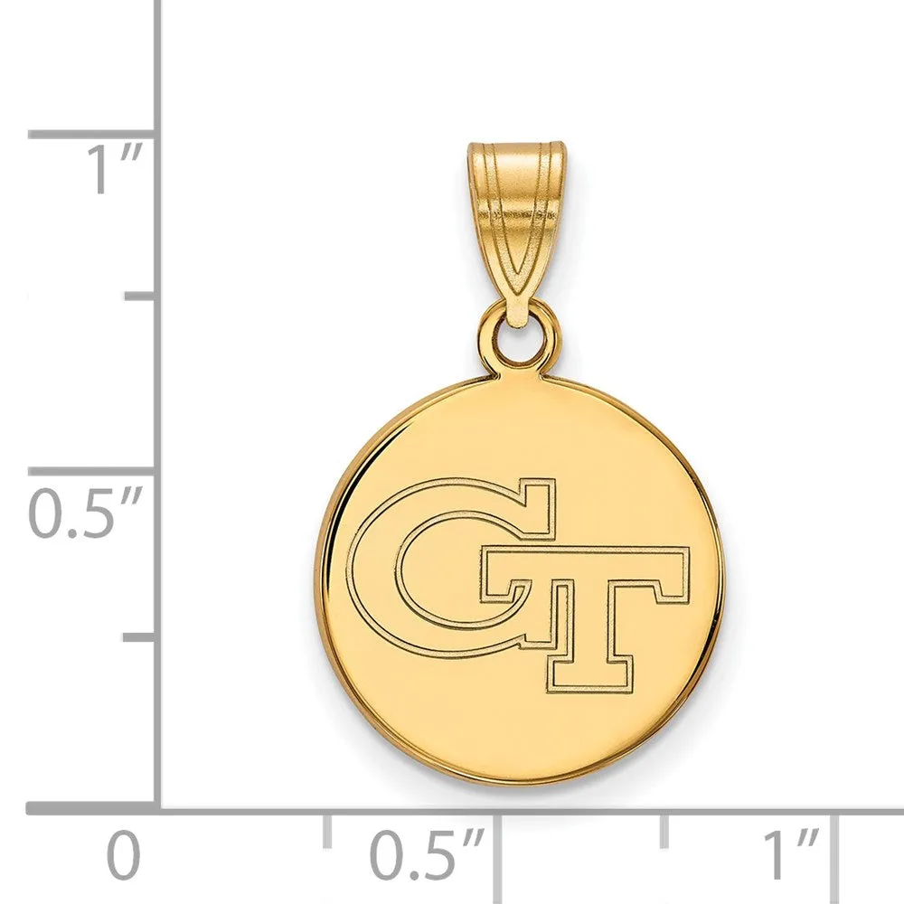14k Gold Georgia Tech G-T Medium Disc Pendant