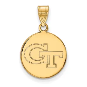 14k Gold Georgia Tech G-T Medium Disc Pendant