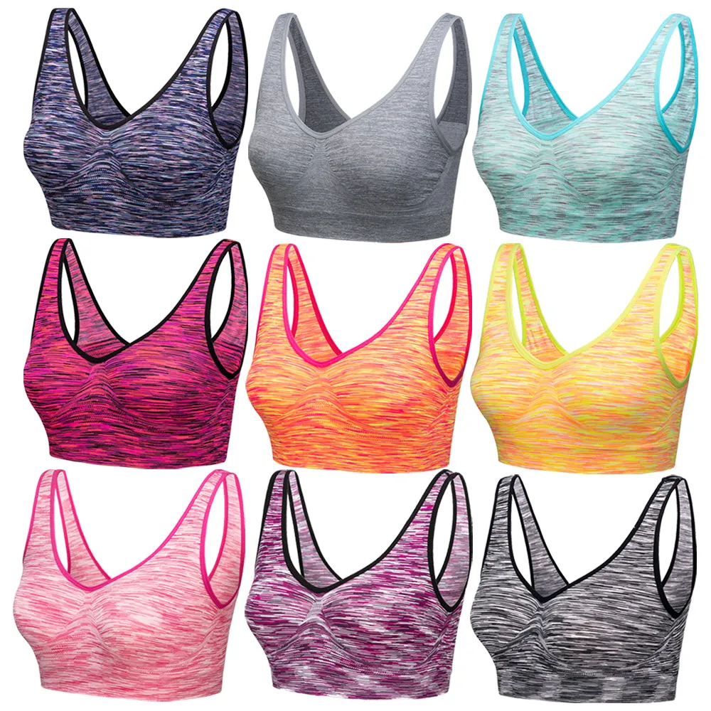 3 Pack Comfort Marl Seamless Bras - Blush / Orange / Yellow