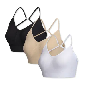 3 Pack Seamless Multi Fasten Comfort Bra - Purple / Ruby / Blue