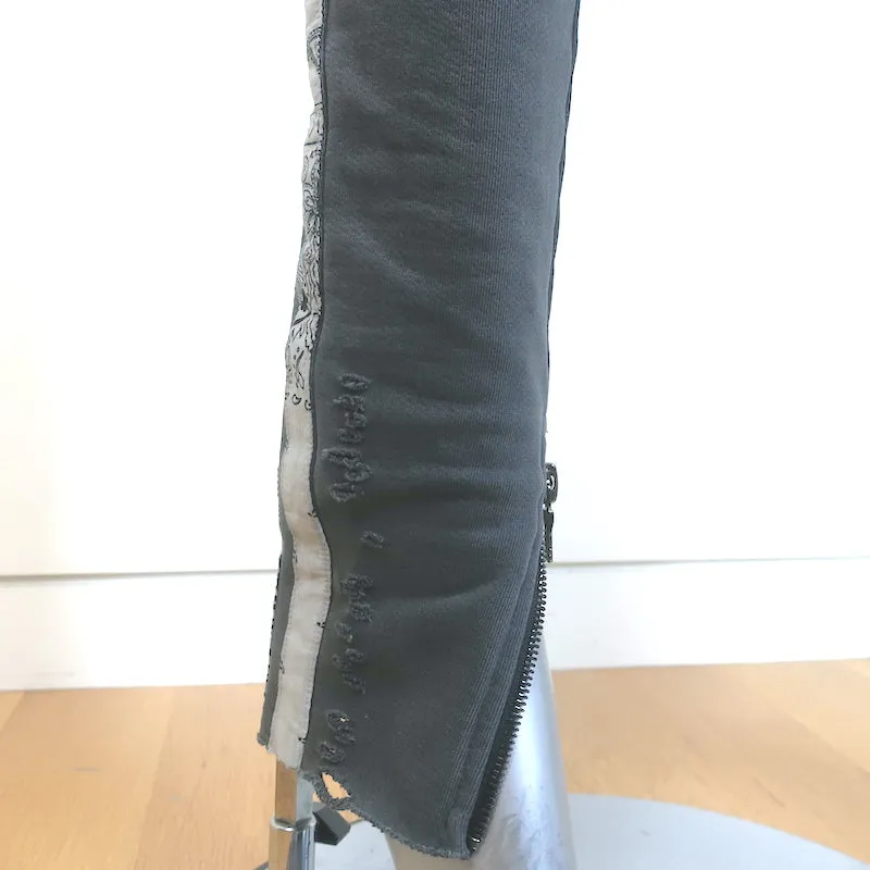 Alchemist Bandana-Trim Sweatpants Gray Size Small Side-Zip Track Pants