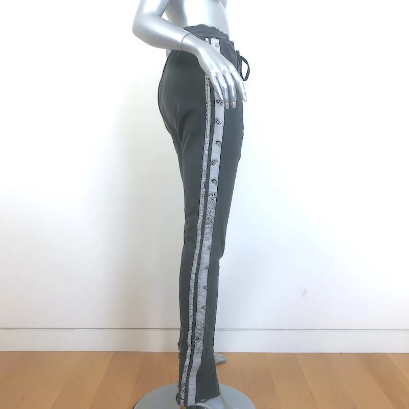 Alchemist Bandana-Trim Sweatpants Gray Size Small Side-Zip Track Pants