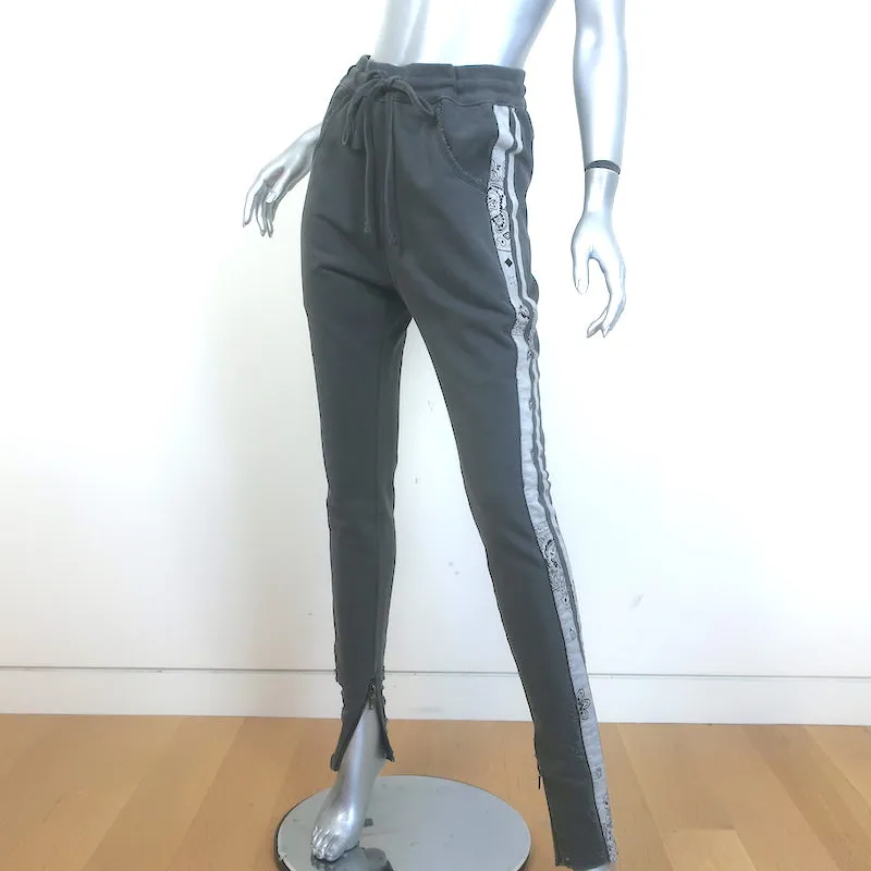 Alchemist Bandana-Trim Sweatpants Gray Size Small Side-Zip Track Pants