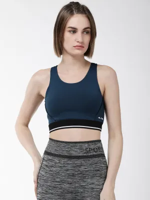 Alcis Women Navy Blue Solid Non-Wired Lightly Padded Training Sports Bra WBRSSRA3572