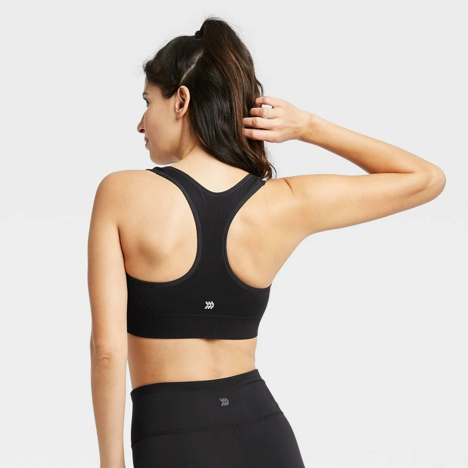 All In Motion Women's Medium Support Seamless Racerback Bra Black Large