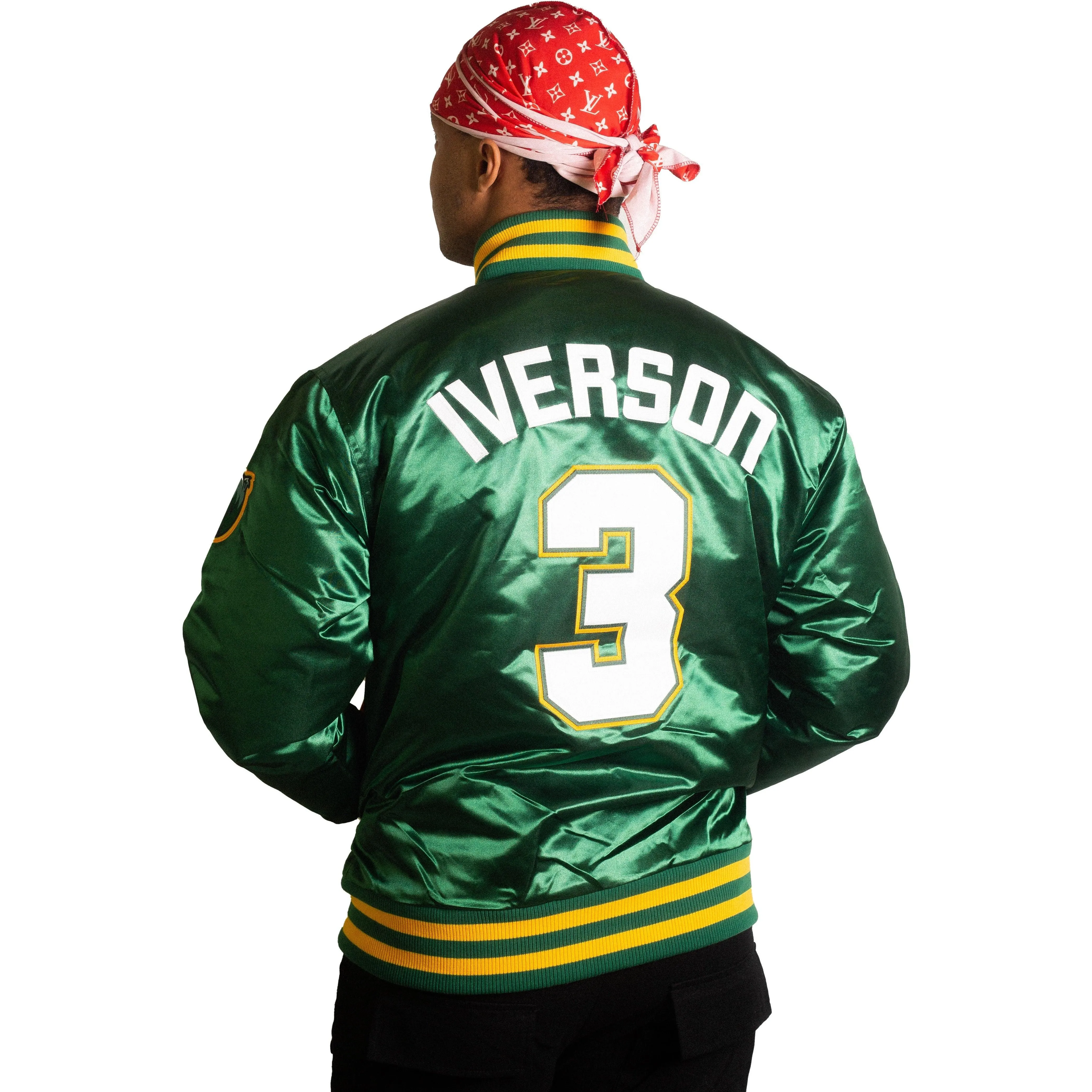 ALLEN IVERSON  HIGH SCHOOL GREEN  SATIN JACKET