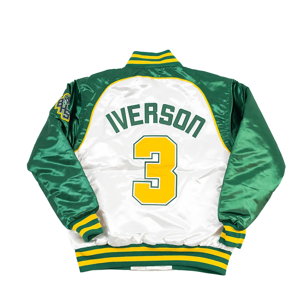 ALLEN IVERSON HIGH SCHOOL SATIN JACKET (WHITE/GREEN)
