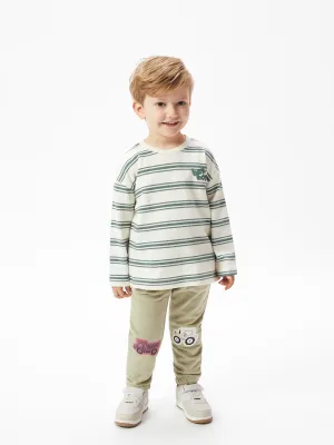 Baby Boy Jogger Sweatpants With Elastic Waist Embroidery