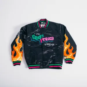 BLACK FLAMES FRESH PRINCE SATIN JACKET