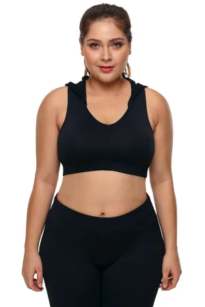 Black Lace Hooded Racerback Sports Bra