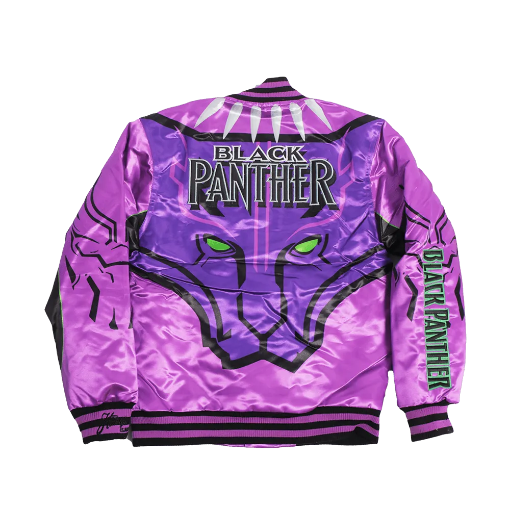 BLACK PANTHER YOUTH SATIN JACKET PURPLE