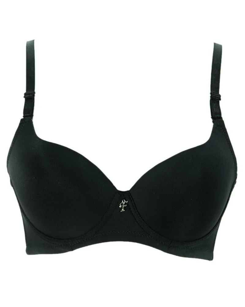 Black Pushup Flourish Bra - Single Padded Underwired Bra - FL997