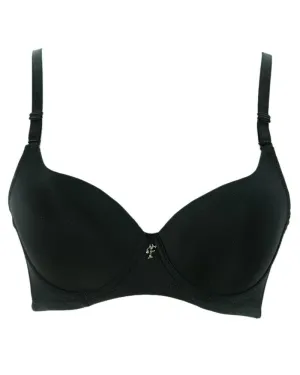 Black Pushup Flourish Bra - Single Padded Underwired Bra - FL997
