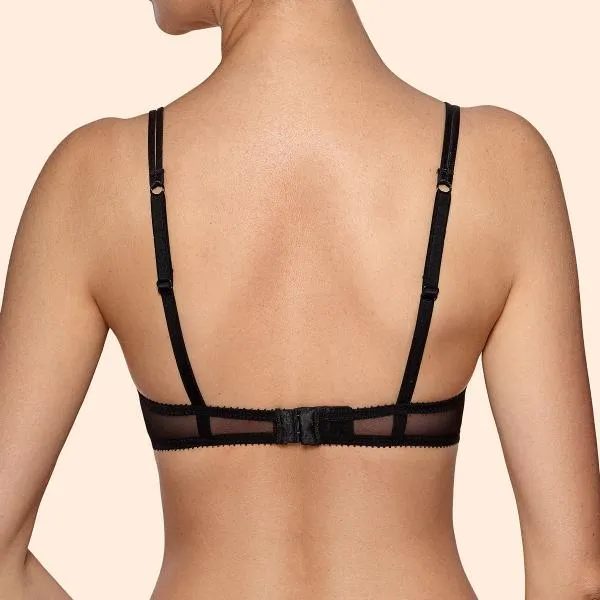 Black/White - Jodie Floral Embroidered Padded Bra -