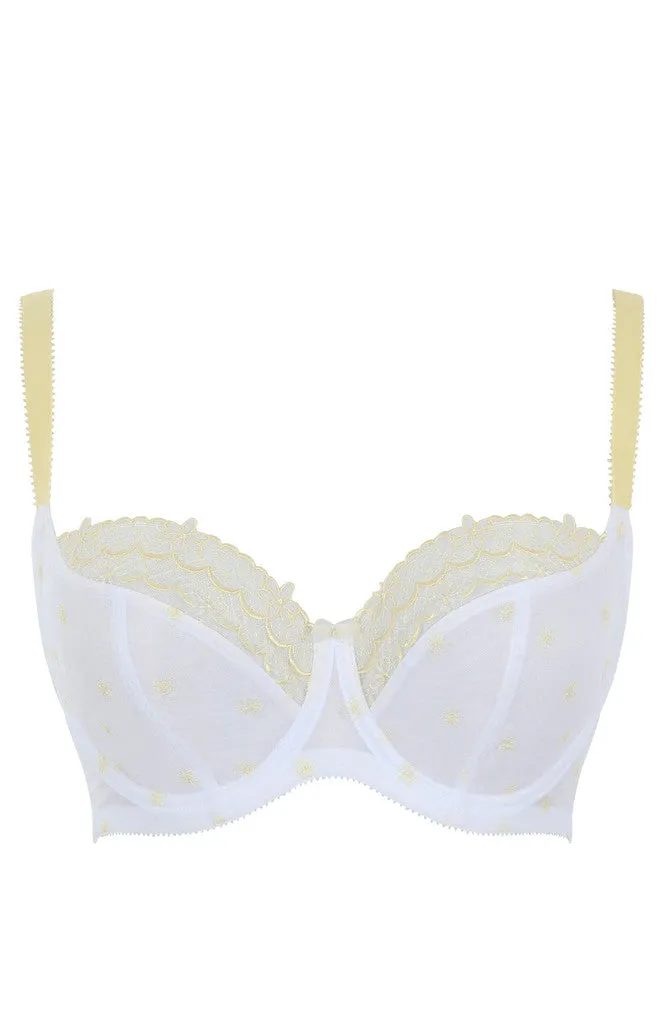 Blossom Balcony Bra In White & Lemon - Cleo by Panache
