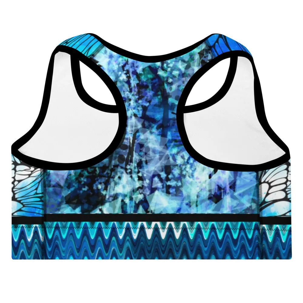 Blue Butterflies - Padded Sports Bra