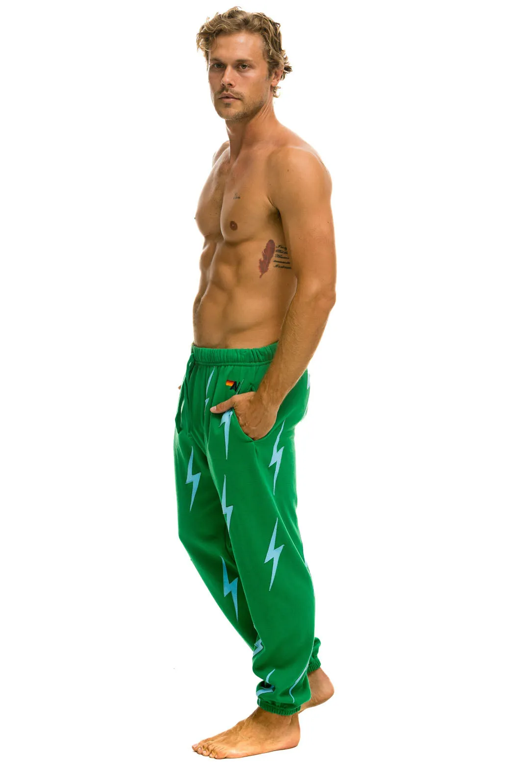 BOLT STITCH REPEAT SWEATPANTS - KELLY GREEN // BLUE
