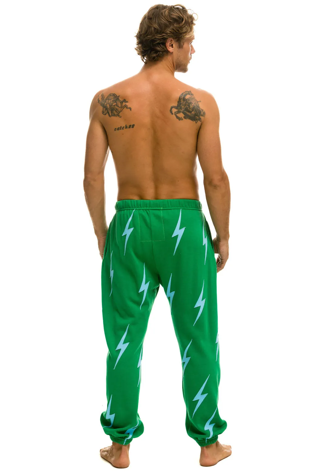 BOLT STITCH REPEAT SWEATPANTS - KELLY GREEN // BLUE