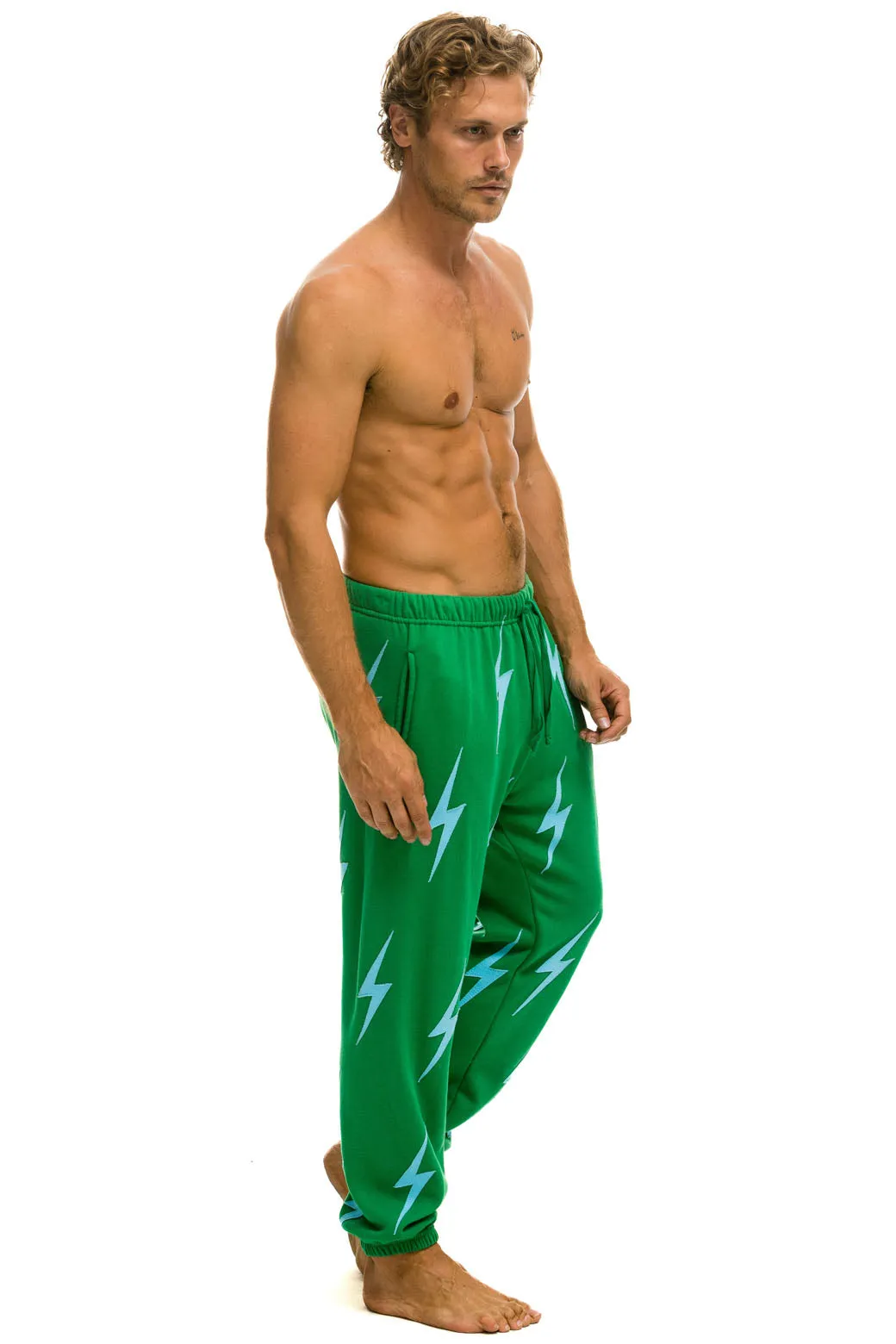BOLT STITCH REPEAT SWEATPANTS - KELLY GREEN // BLUE
