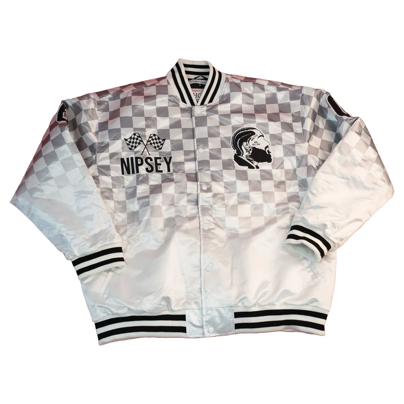 BOOGIE NIPSEY HUSSLE WHITE SATIN JACKET