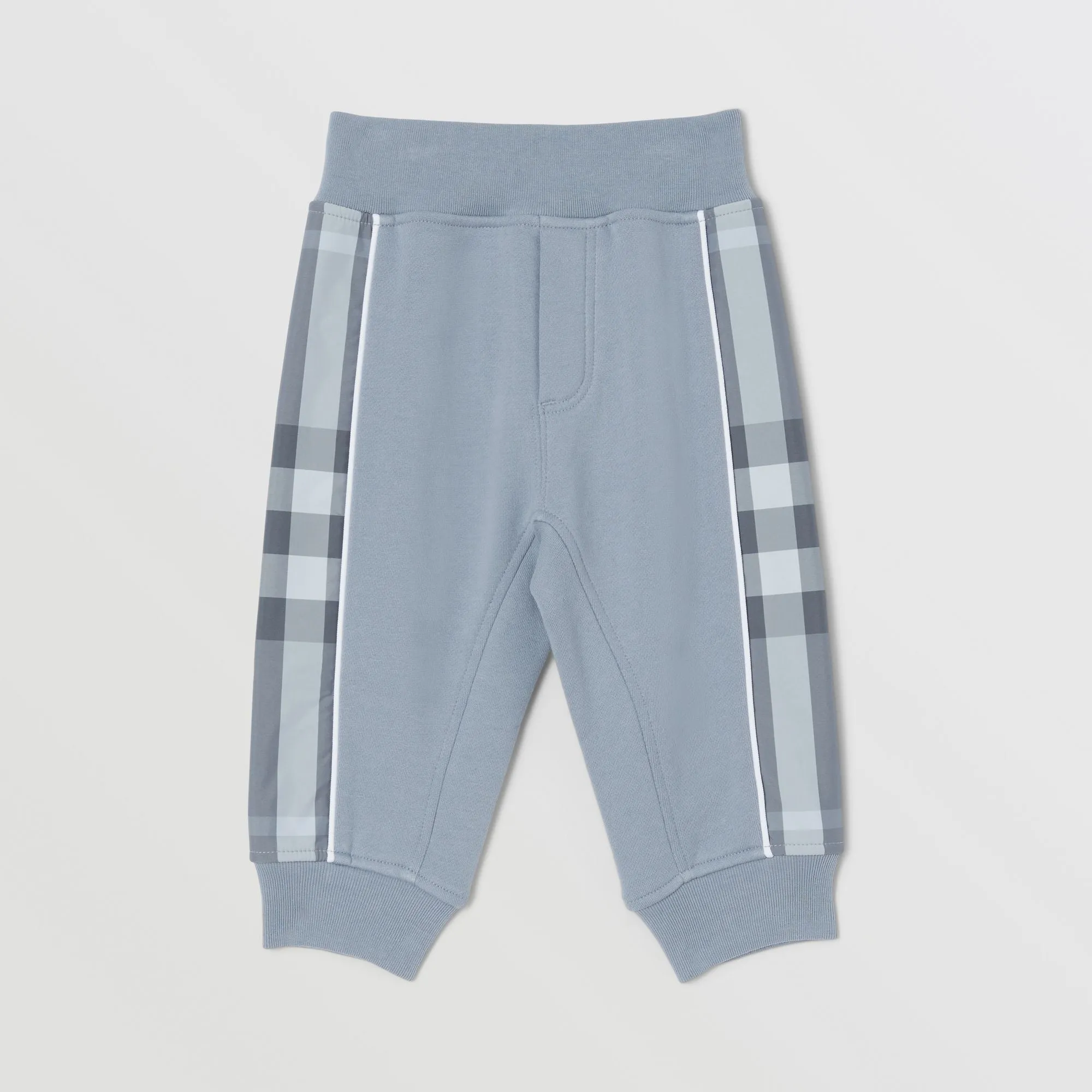 Burberry Baby Blue Check Panel Cotton Jogging Pants