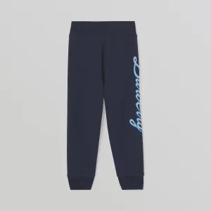 Burberry Logo Script Print Cotton Jogging Pants