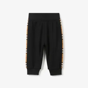 Check Panel Cotton Jogging Pants