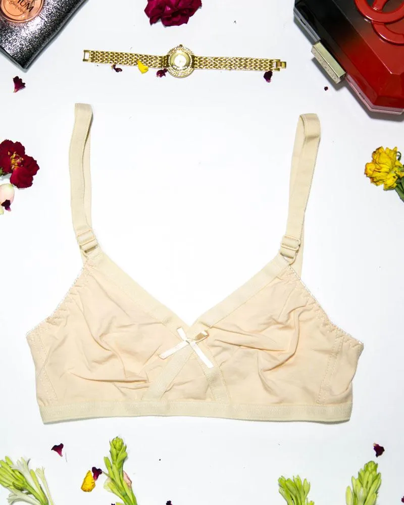 Cotton Plain Non Padded - Non Wired Basic Bra - Skin