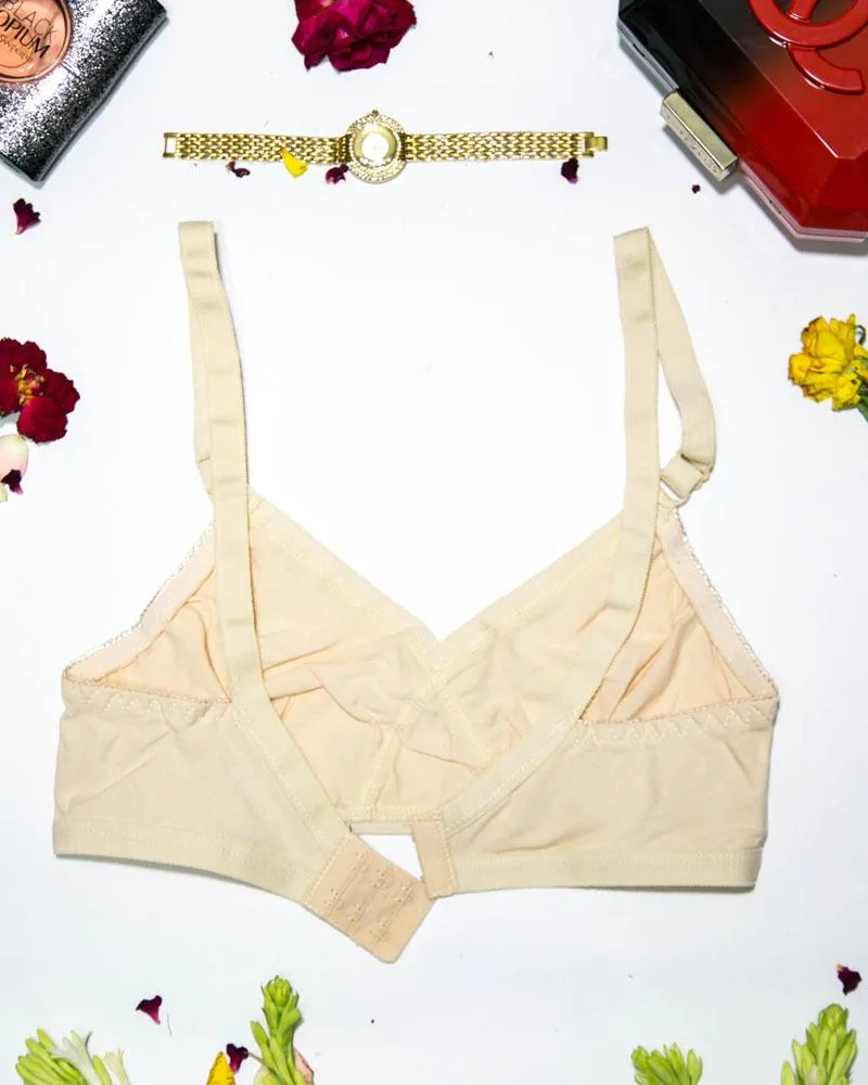 Cotton Plain Non Padded - Non Wired Basic Bra - Skin