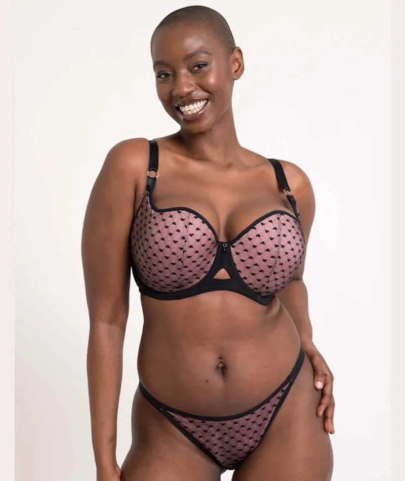Curvy Kate Boost Heartbreaker Padded Balcony Bra - Black/Pink