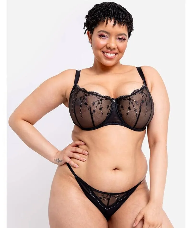 Curvy Kate Stardust Balcony Bra - Black Sparkle
