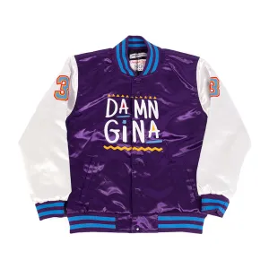 DAMN GINA MARTIN SATIN JACKET WHITE/PURPLE