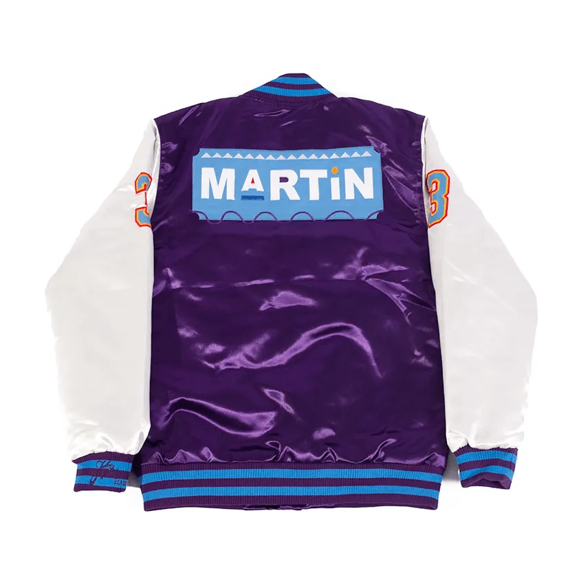 DAMN GINA MARTIN SATIN JACKET WHITE/PURPLE