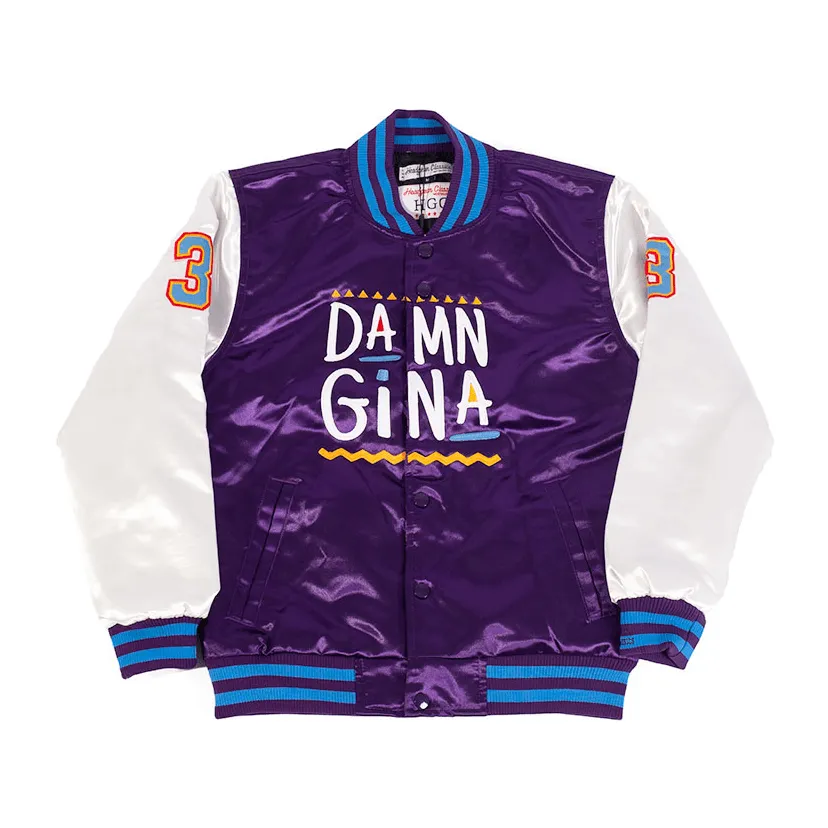 DAMN GINA MARTIN SATIN JACKET WHITE/PURPLE