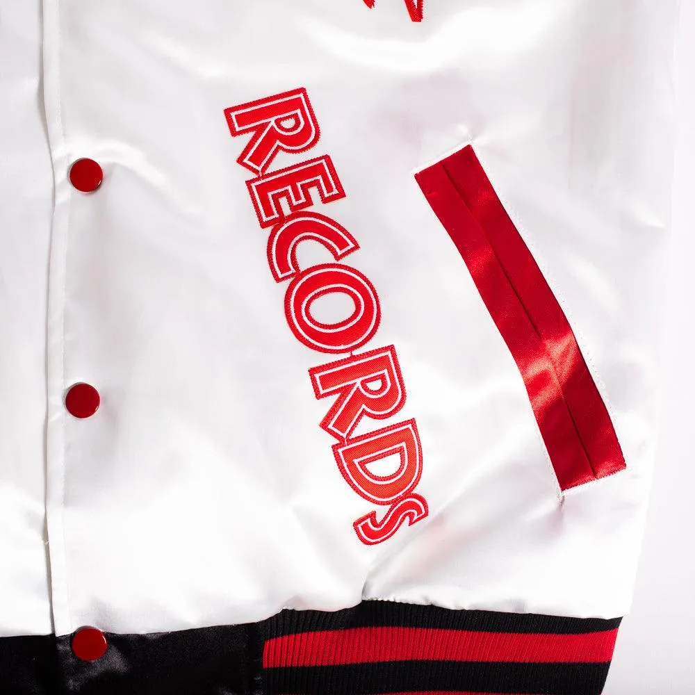 DEATH ROW LIGHTNING SATIN JACKET WHITE