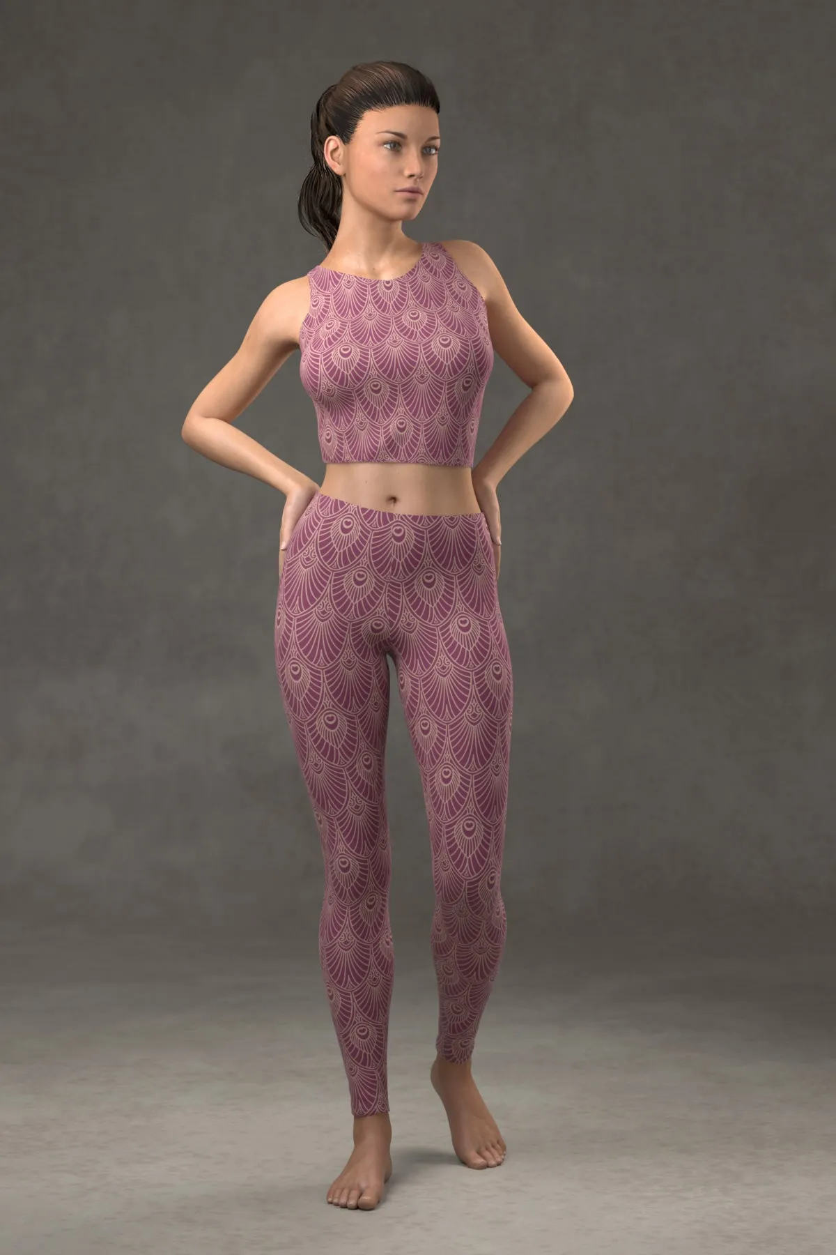 Deco Fan Leggings: Plum