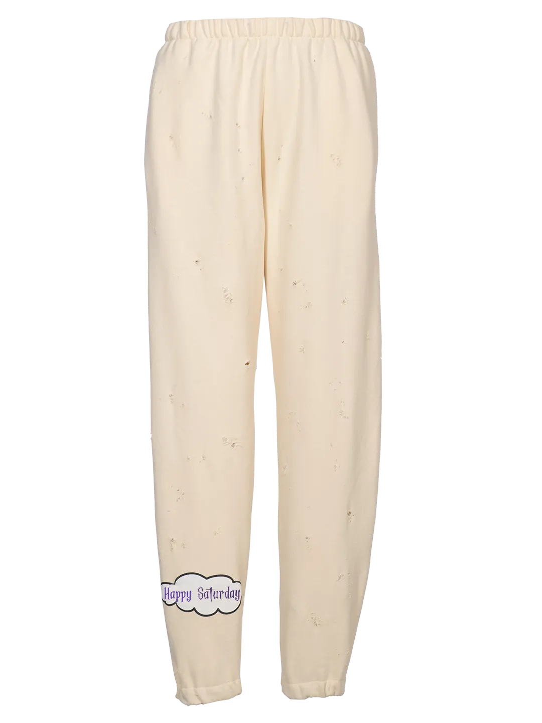 Distressed 'Happy Saturday' Jogging Pants