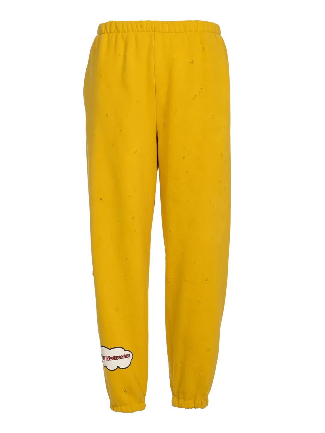 Distressed 'Happy Wednesday' Jogging Pants
