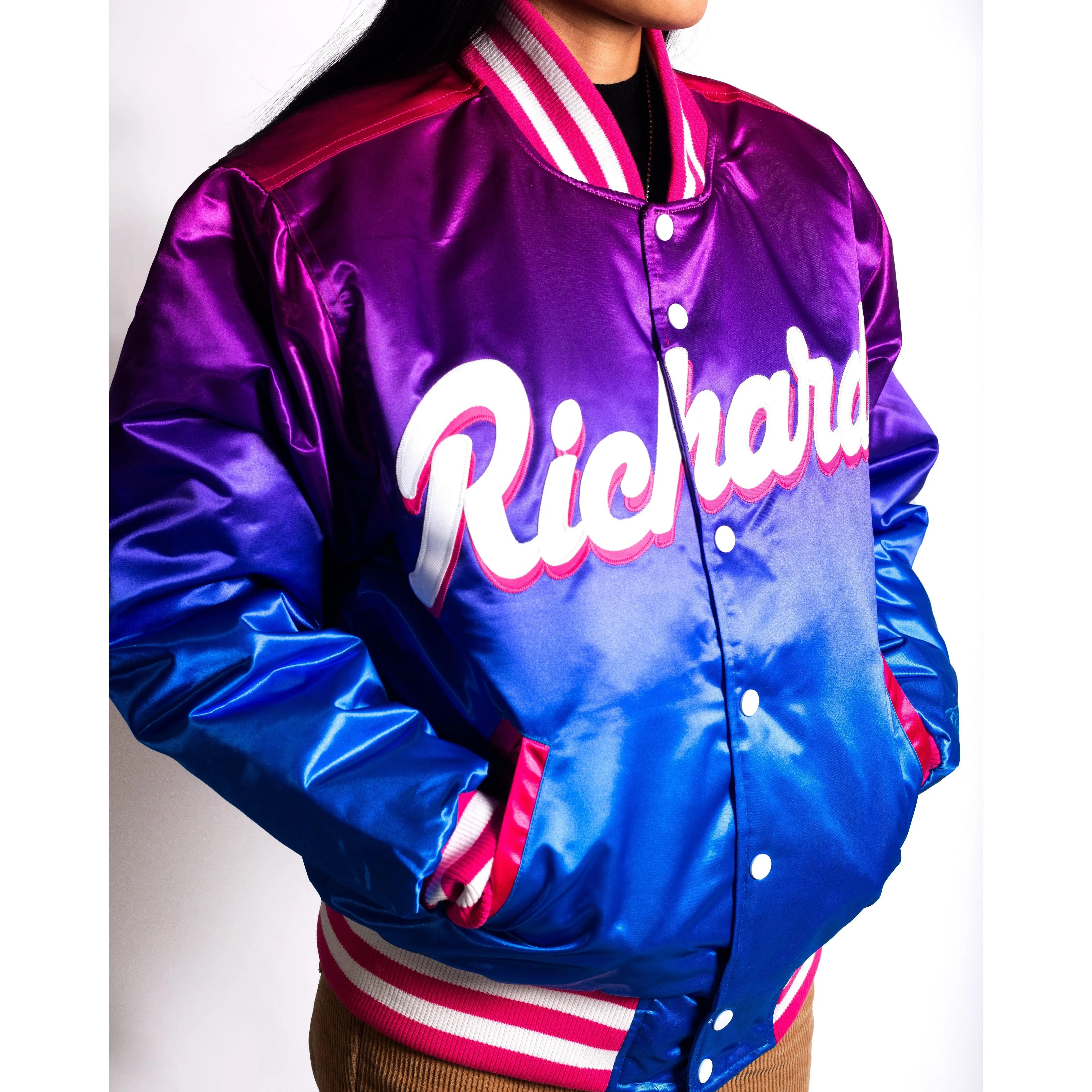 DWAYNE WADE HIGH SCHOOL ALT SATIN JACKET (BLUE)
