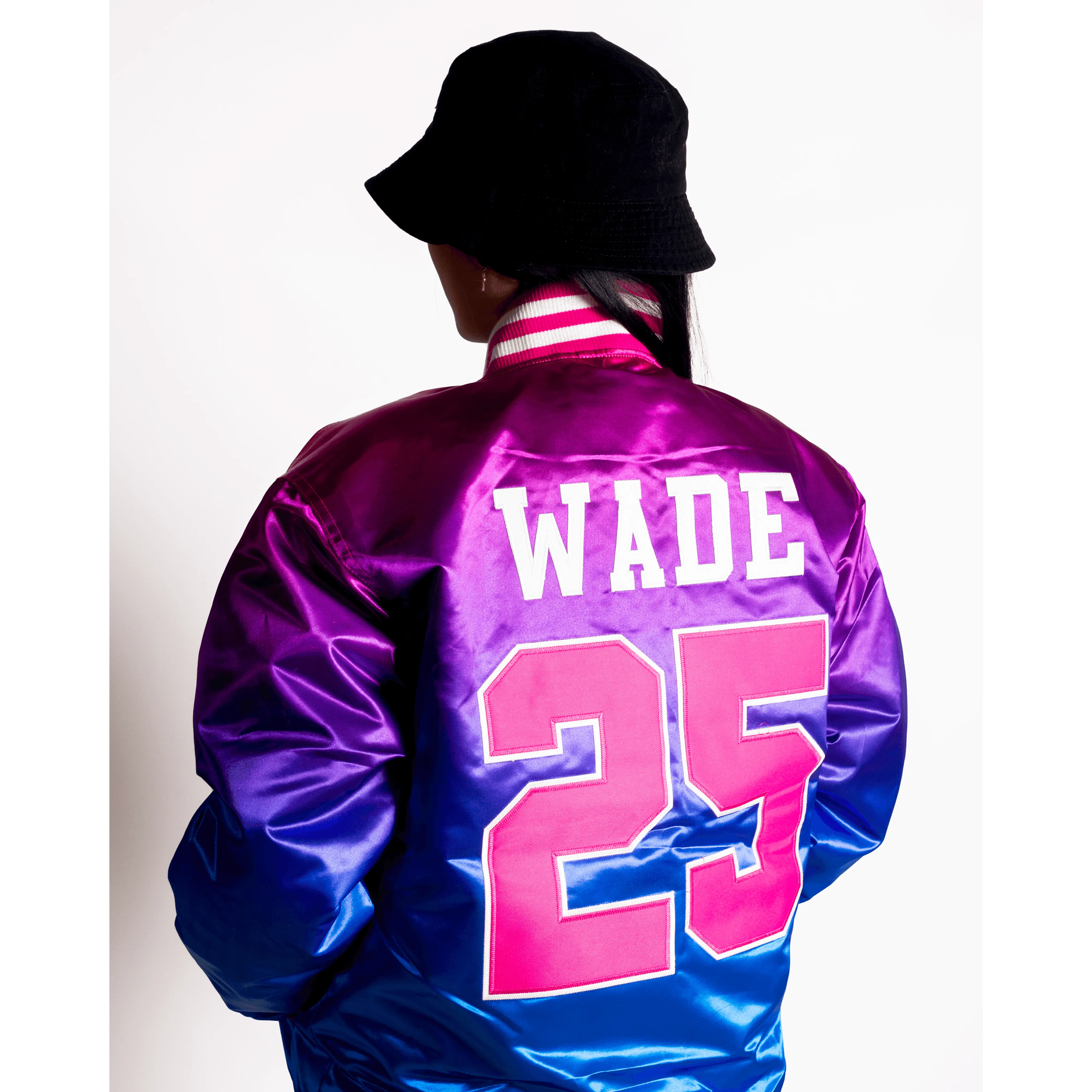 DWAYNE WADE HIGH SCHOOL ALT SATIN JACKET (BLUE)