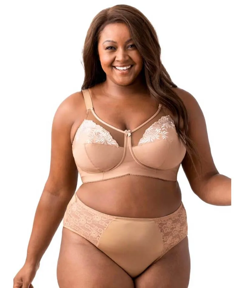 Elila Embroidered Wire-Free Bra - Mocha