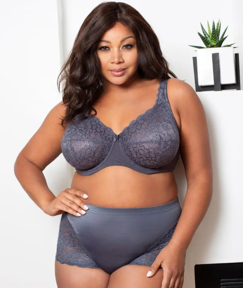 Elila Full Coverage Stretch Lace Underwired Bra - Grey