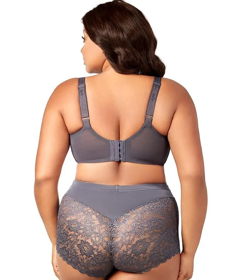 Elila Full Coverage Stretch Lace Underwired Bra - Grey