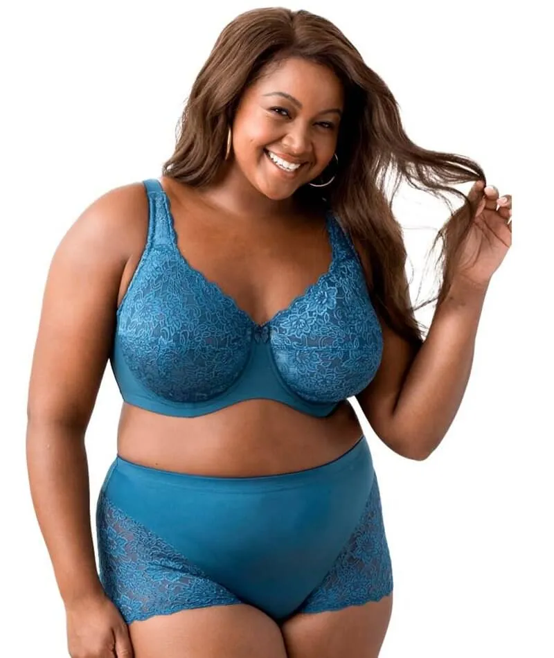 Elila Full Coverage Stretch Lace Underwired Bra - Teal