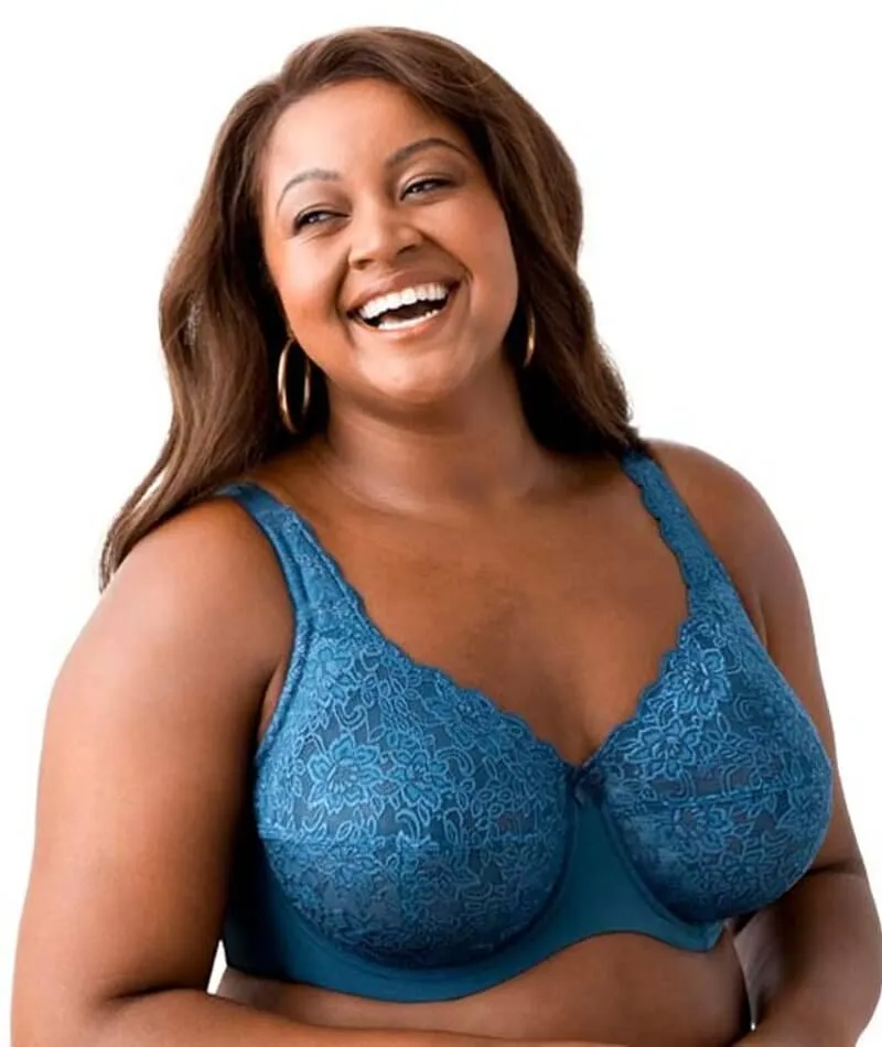 Elila Full Coverage Stretch Lace Underwired Bra - Teal