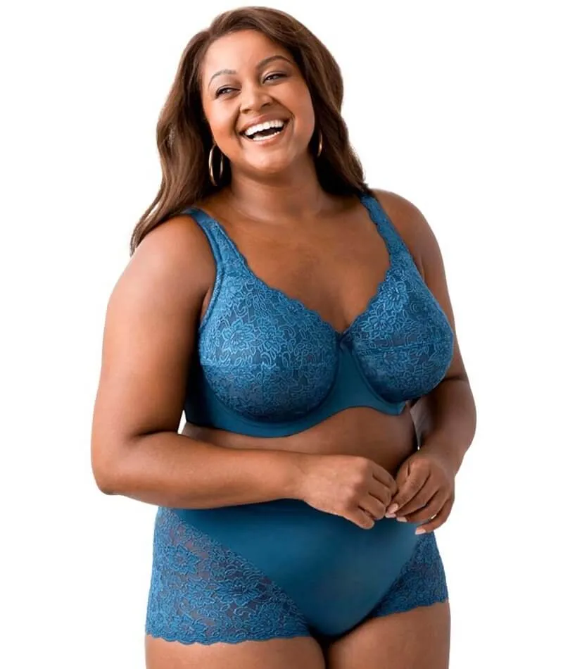 Elila Full Coverage Stretch Lace Underwired Bra - Teal