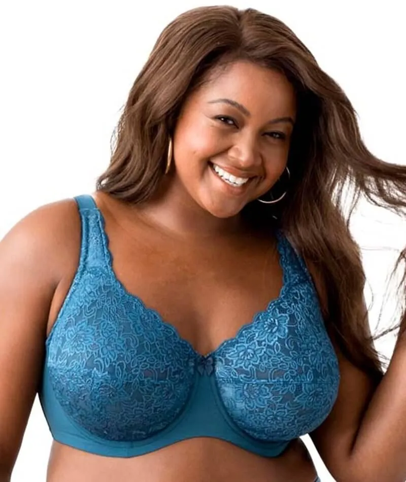 Elila Full Coverage Stretch Lace Underwired Bra - Teal
