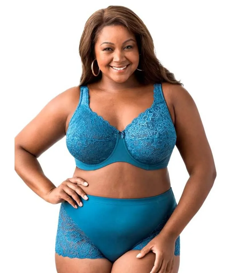 Elila Full Coverage Stretch Lace Underwired Bra - Teal