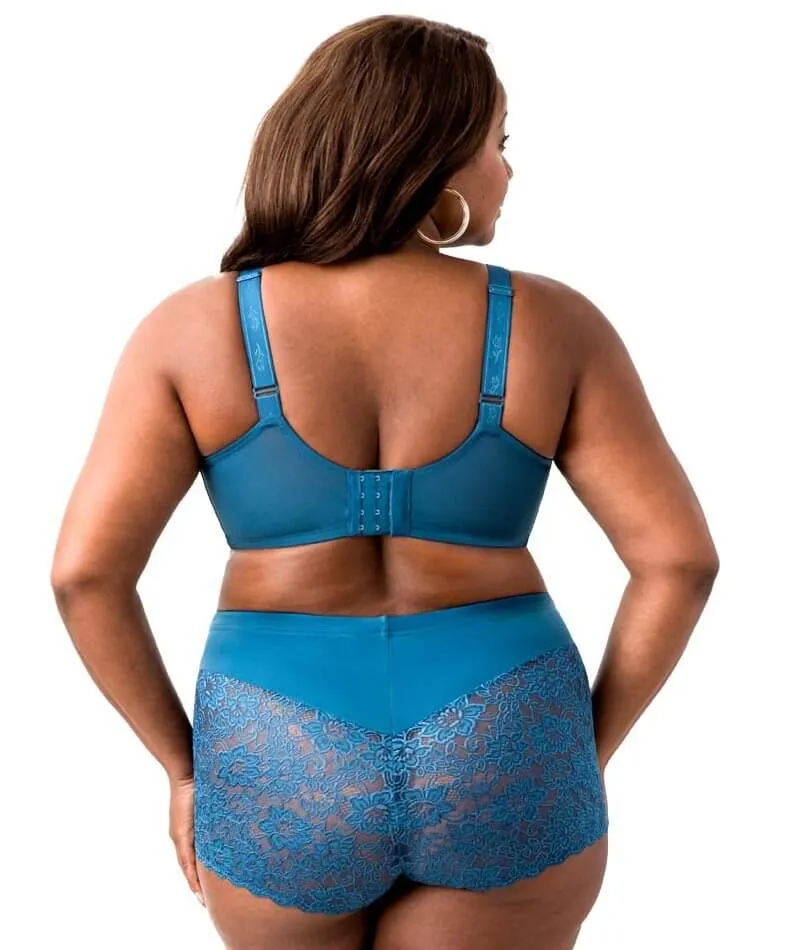 Elila Full Coverage Stretch Lace Underwired Bra - Teal