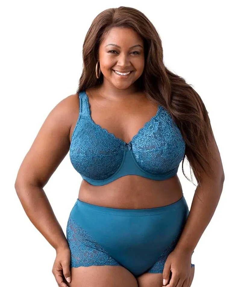 Elila Full Coverage Stretch Lace Underwired Bra - Teal